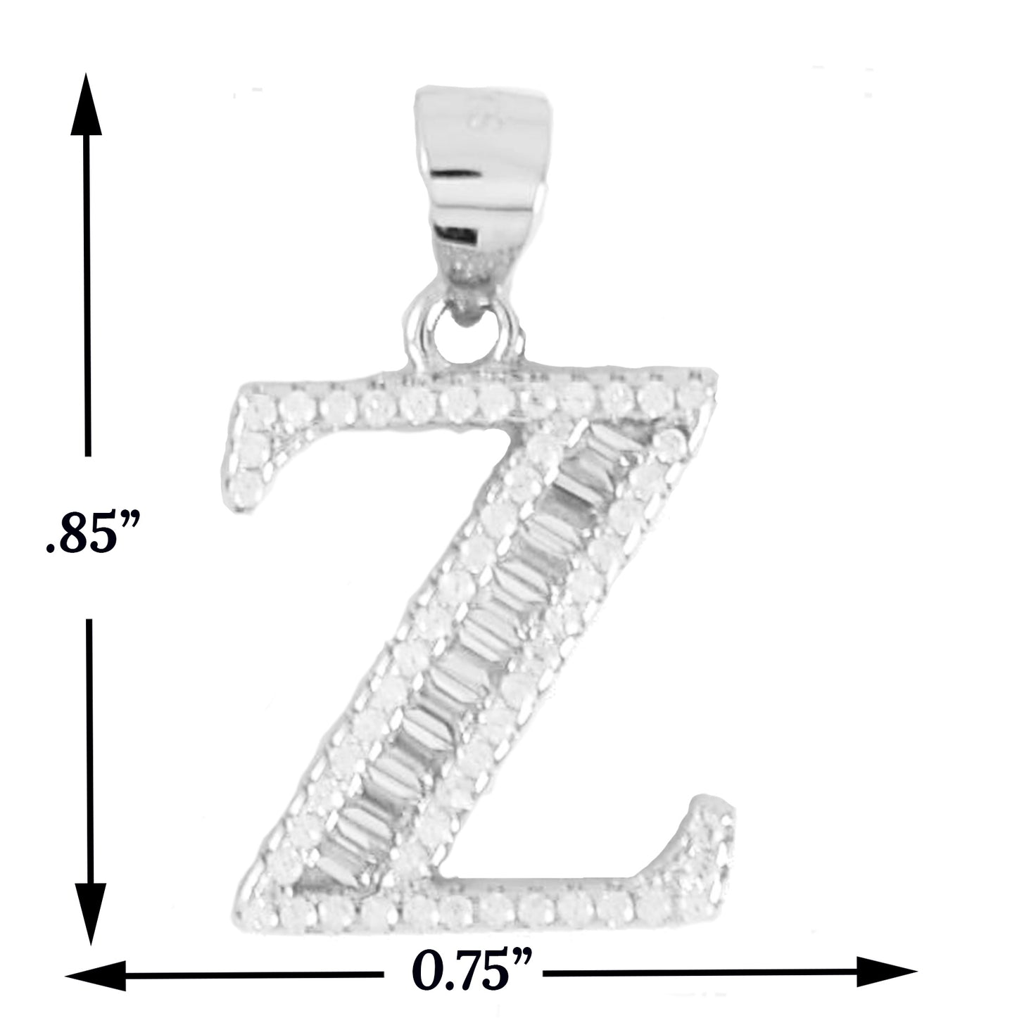 925 Sterling Silver Alphabet Pendant Z | Wholesale Jewelry