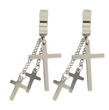 Stainless Steel Cross Earrings-3 Dangle Cross For Men and Women