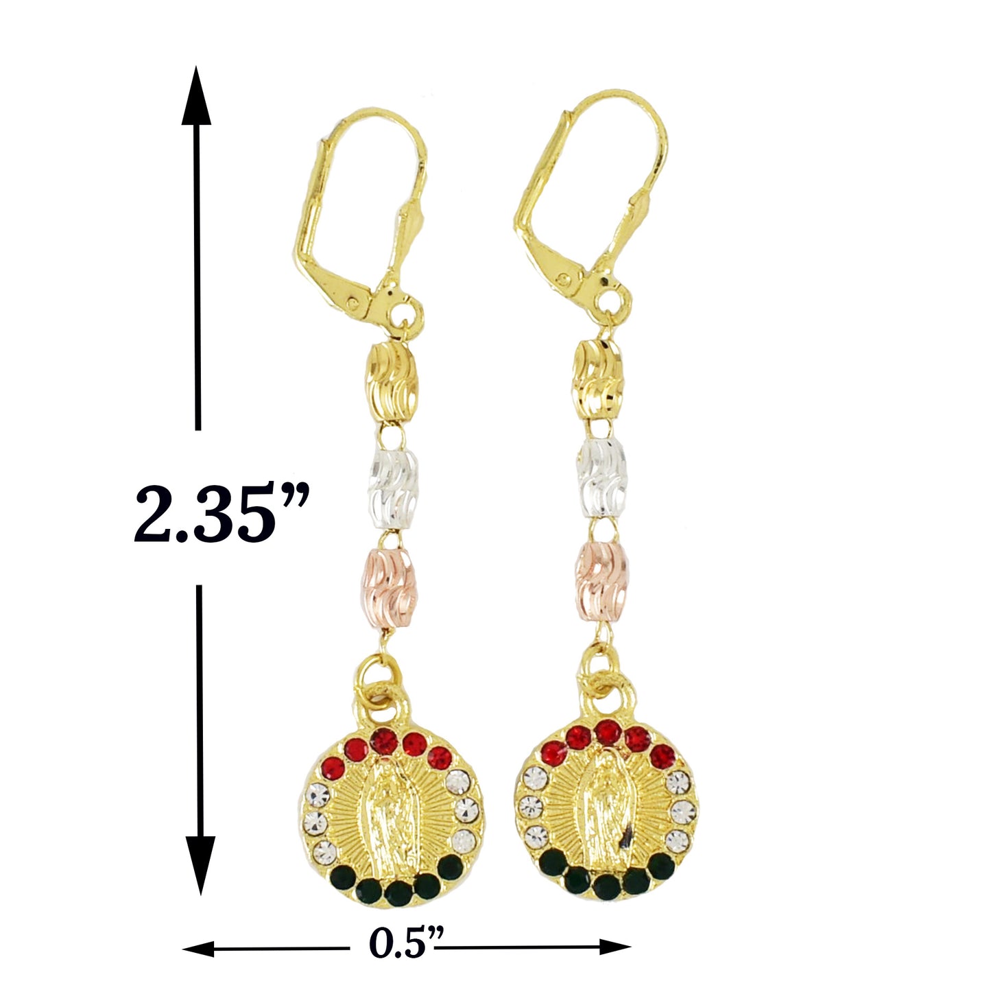 Gold Plated San Benito Tri Color Earring | Wholesale Jewelry
