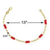 Gold Plated Red Beads Ladies Bracelet -Protection Bracelet