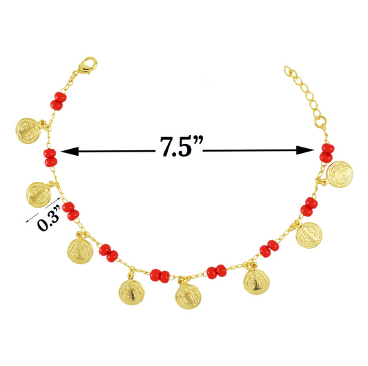 Red Beads with St. Jude Charm Ladies Bracelet - Protection Bracelet (Ladies) - Amafhha Jewels