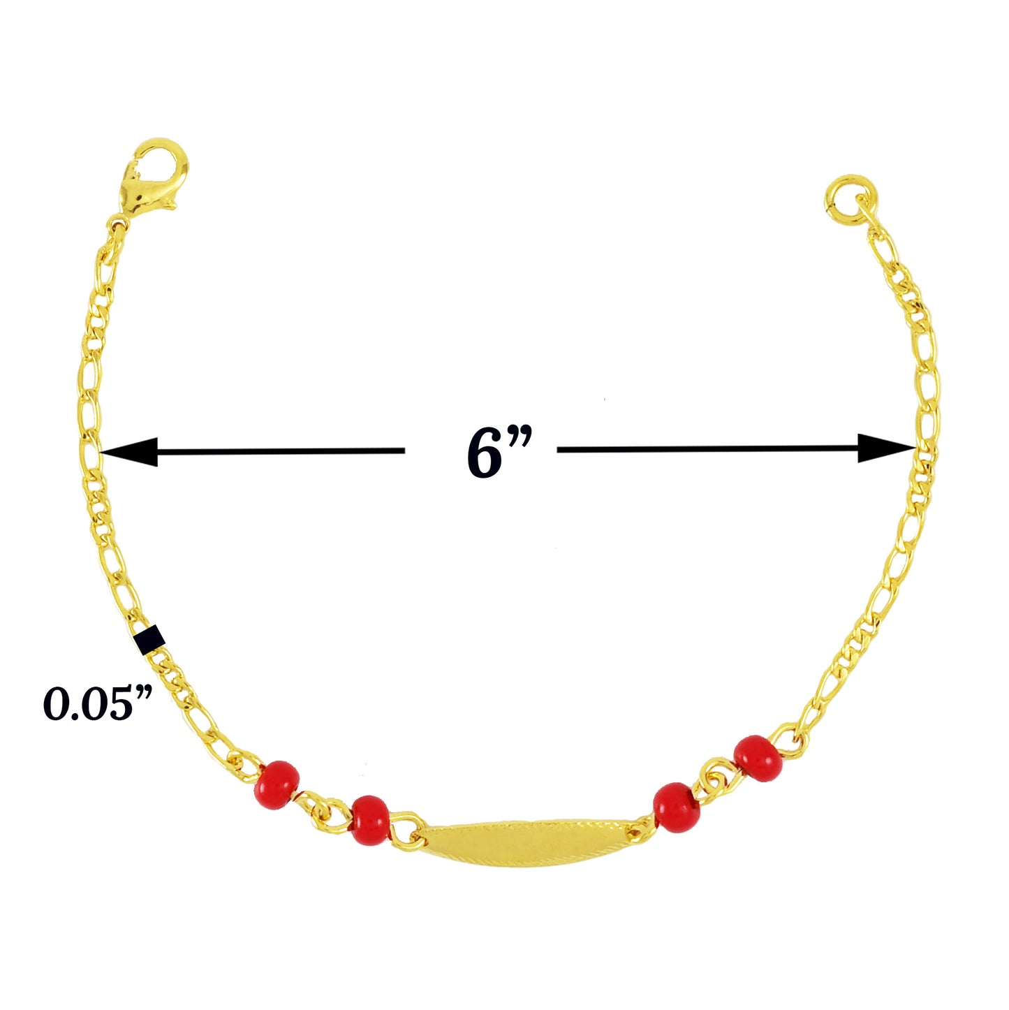 Gold Plated Red and Black Beads ID Baby Bracelet