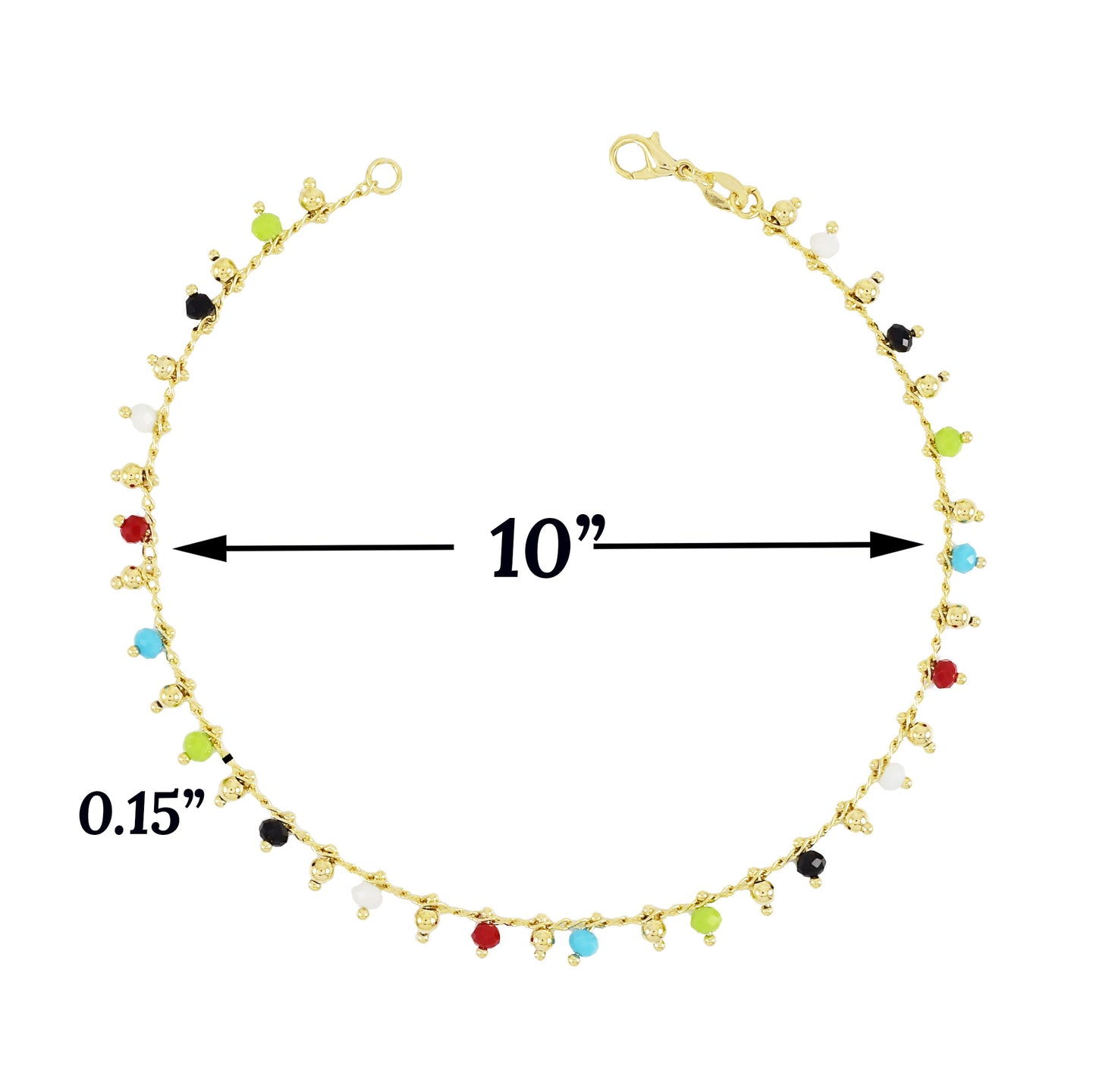 Gold Plated Multicolor Ladies Beads Anklet