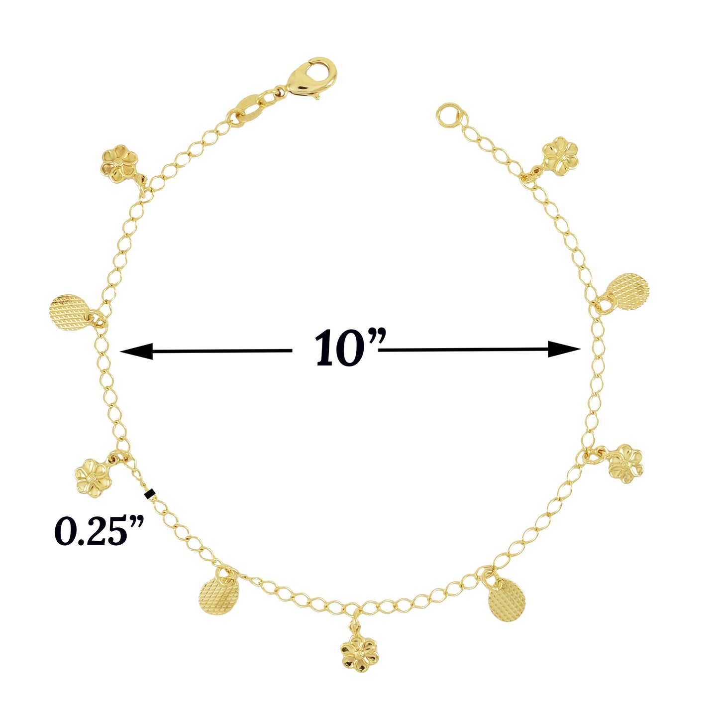Gold Plated Flower Charm Ladies Anklet