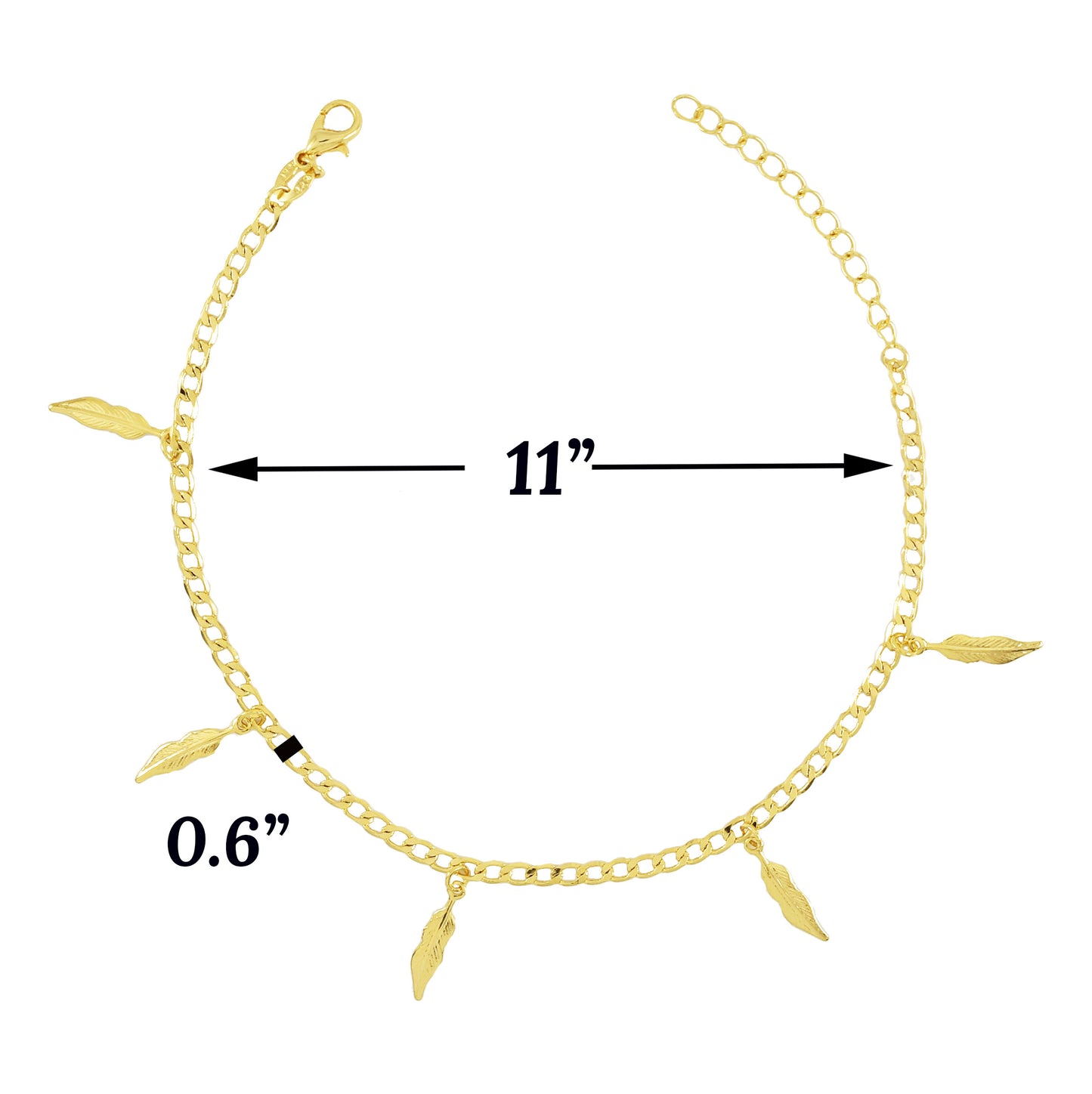 Gold Plated Leaves Charm Ladies Anklet