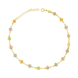 Gold Plated Multicolor Clover Flower Ladies Anklet