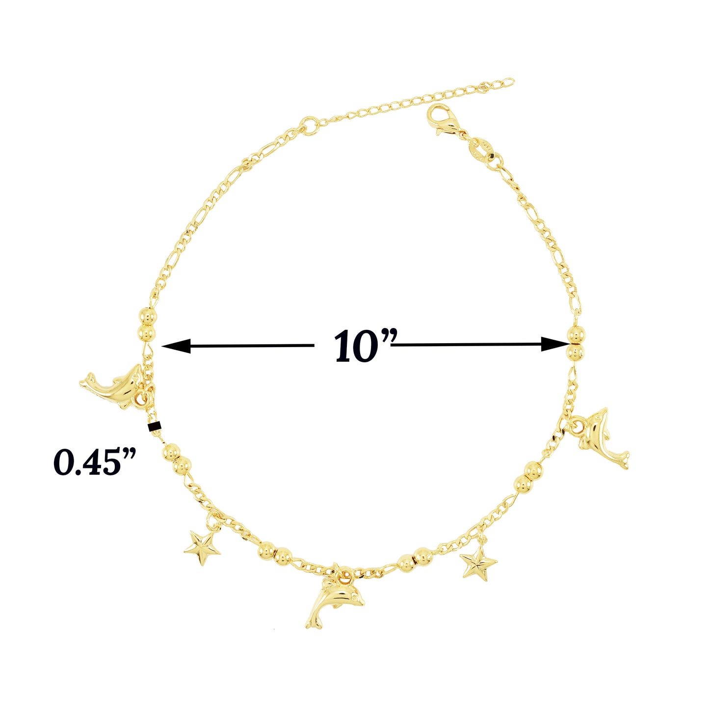 Dolphin Charm Gold Plated Ladies Anklet