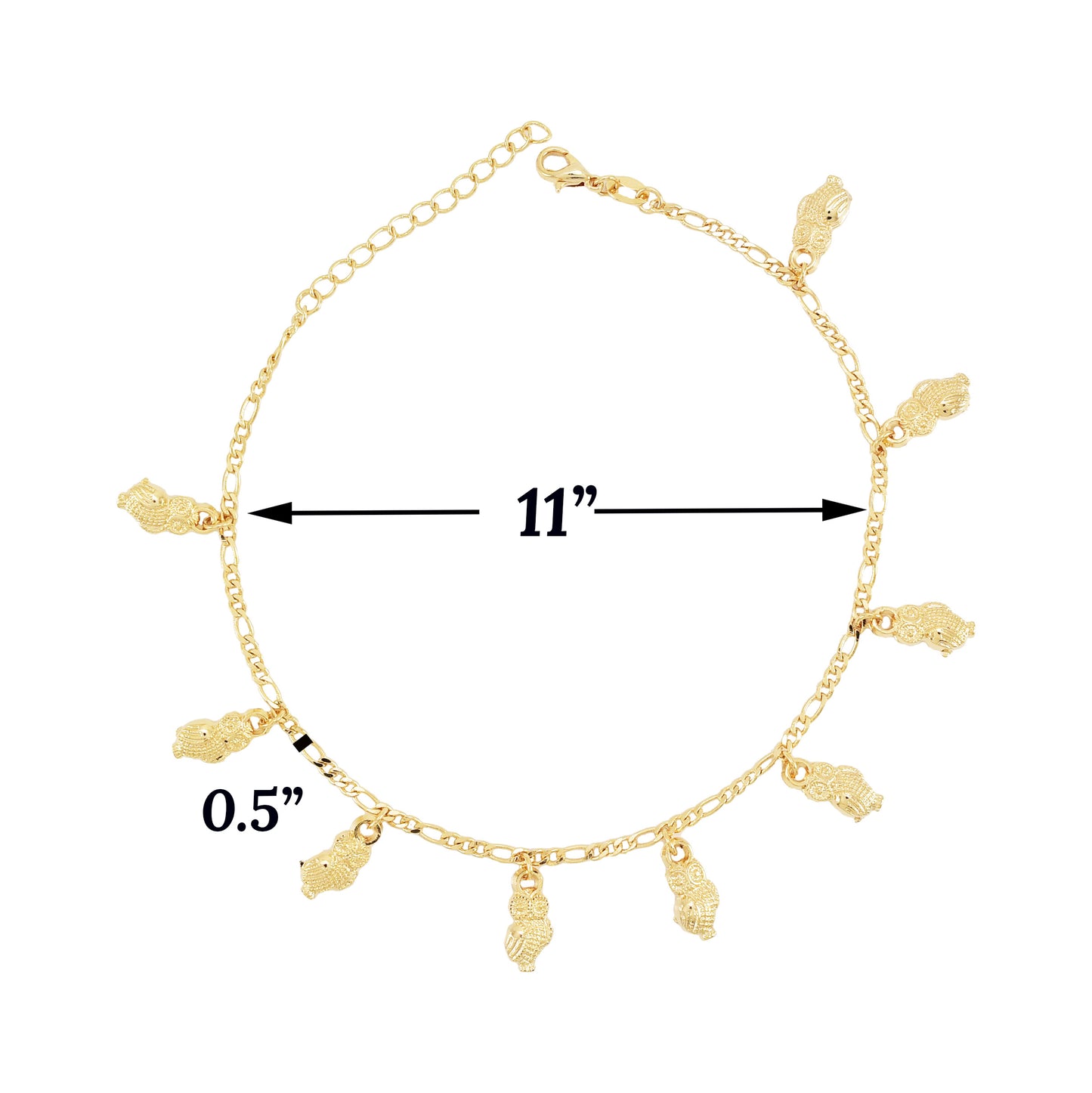 Gold Plated Owl Charms Ladies Anklet