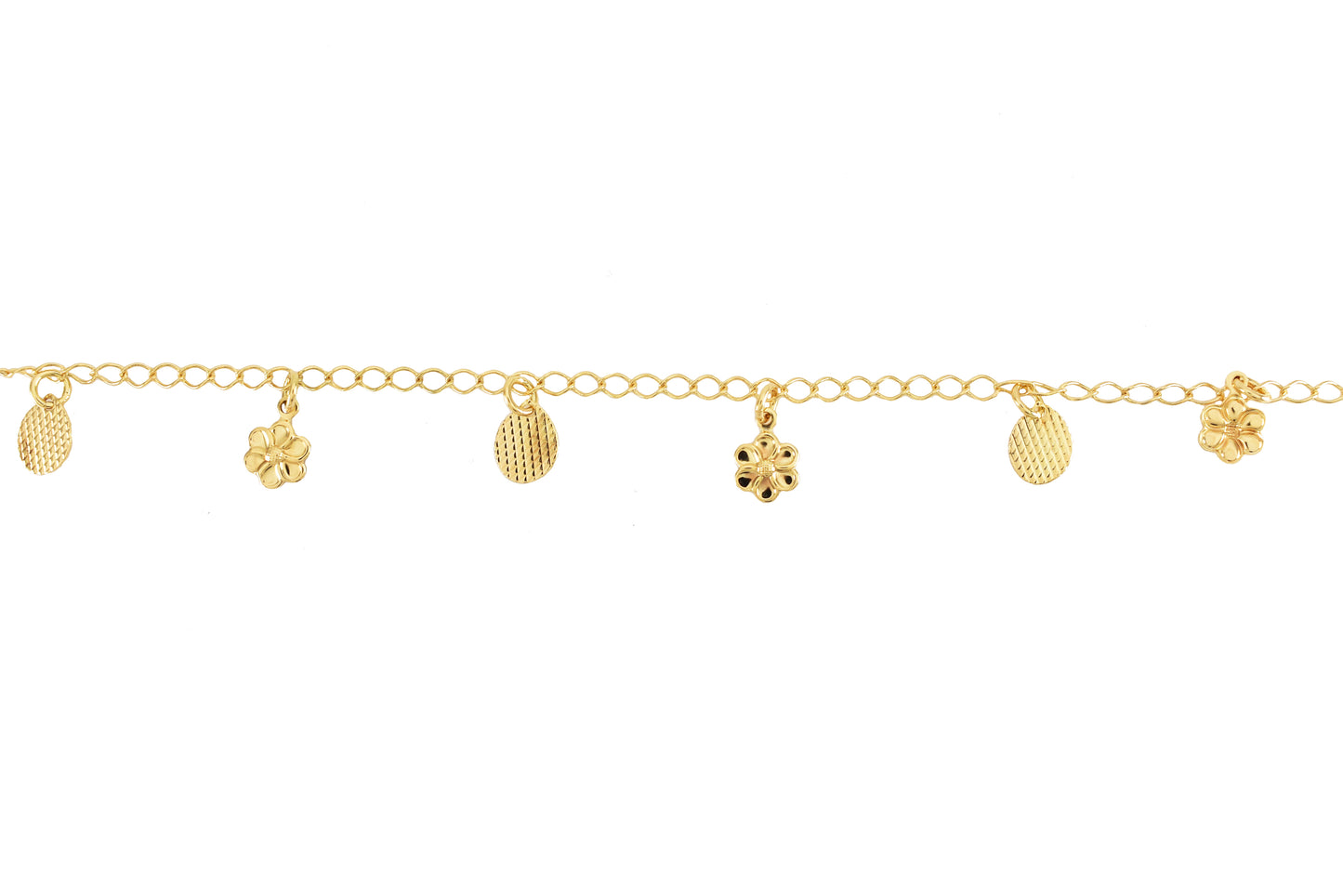 Gold Plated Flower Charm Ladies Anklet