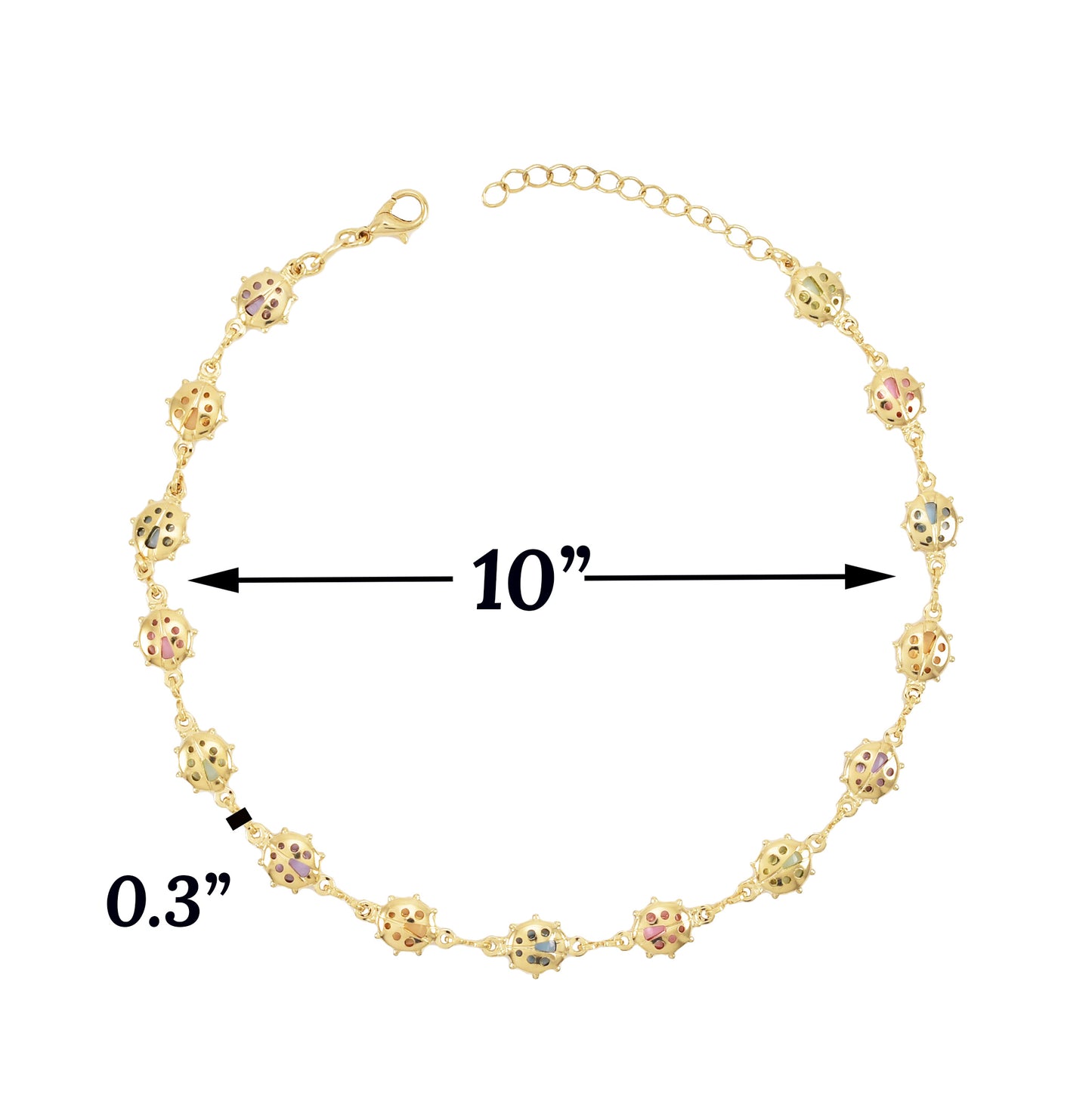 Gold Plated Multicolor Ladybug Ladies Anklet