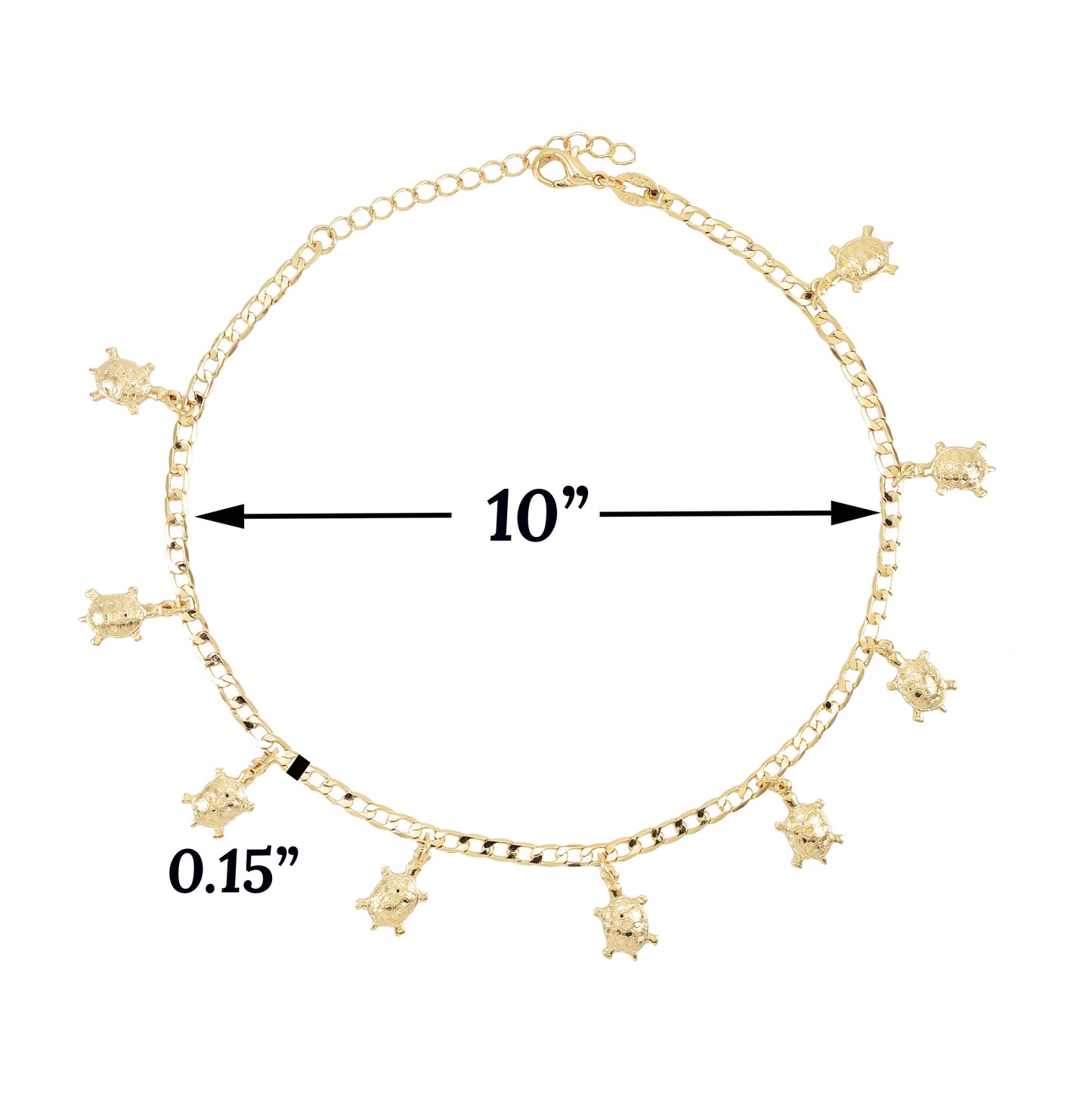 Gold Plated Turtle Charms Ladies Anklet