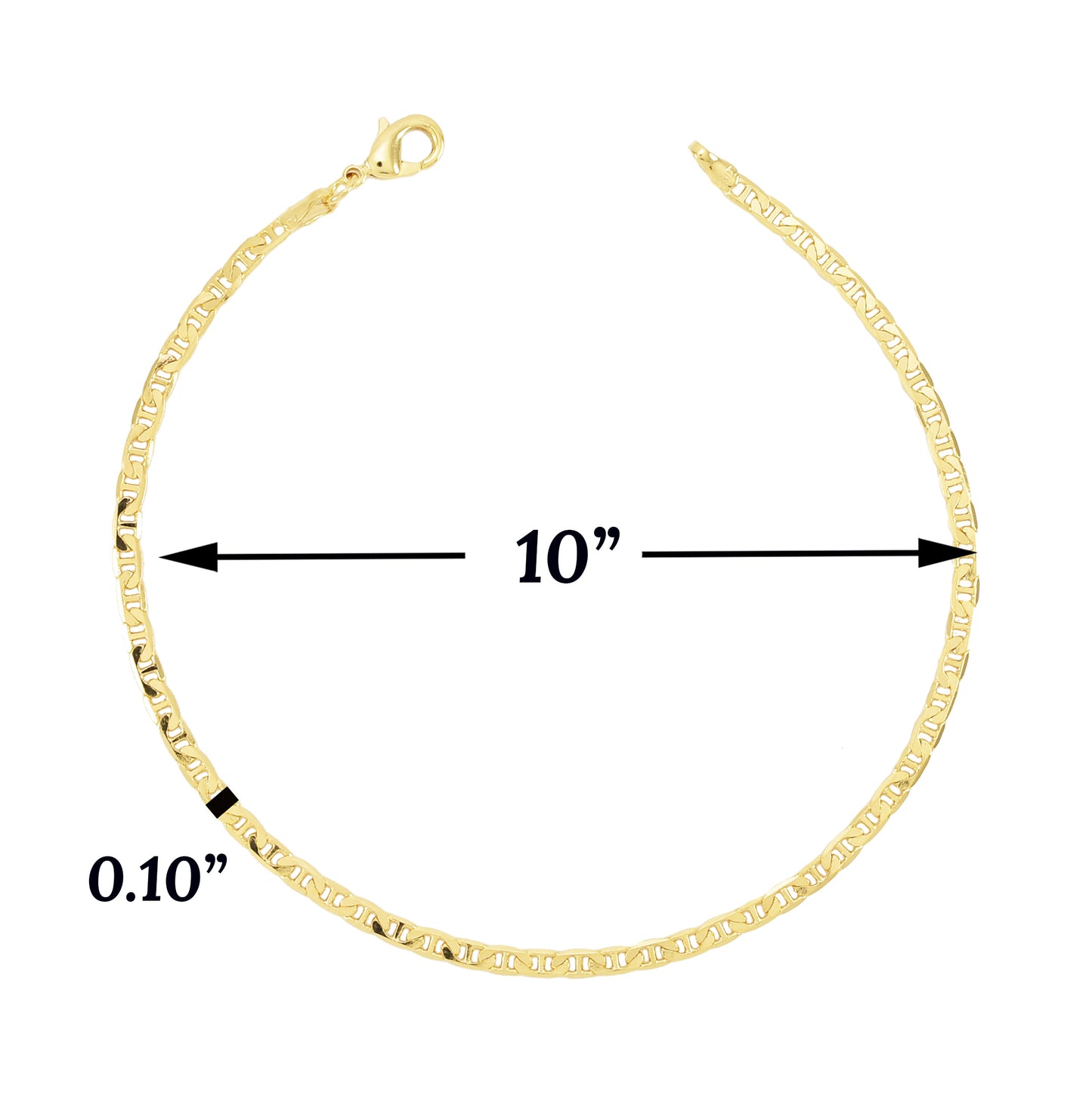 Gold Plated Mariner Style Chain Ladies Anklet