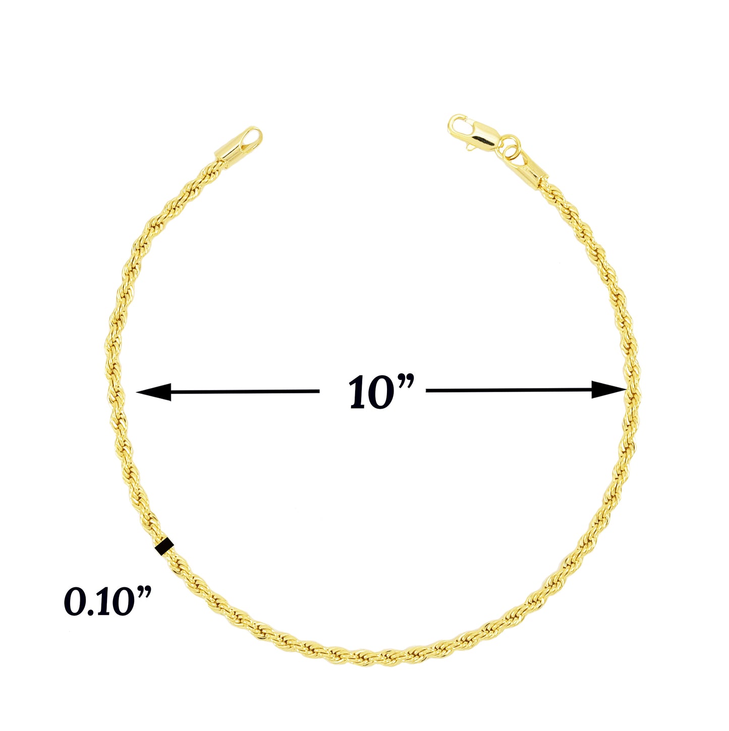 Gold Plated Rope Chain Ladies Anklet