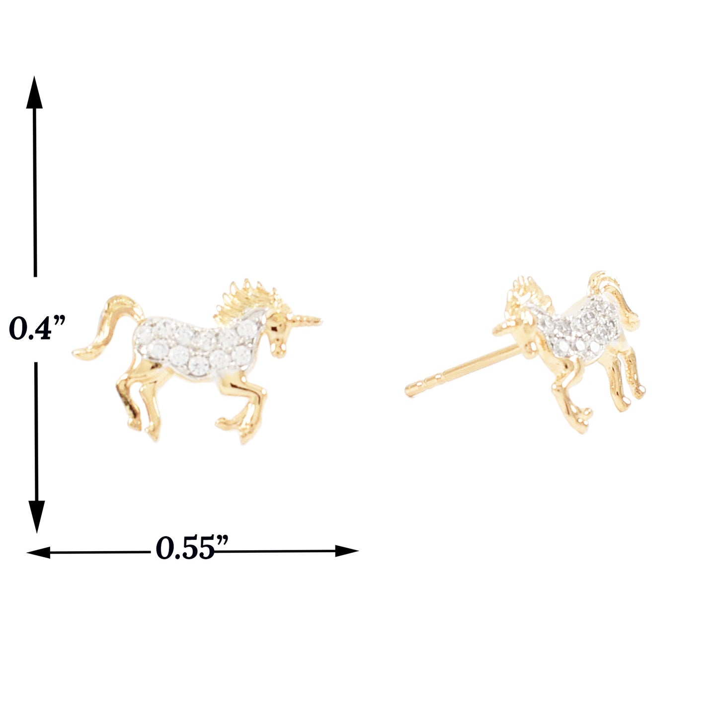 Gold Plated Unicorn Studs Earrings | Wholesale Jewelry