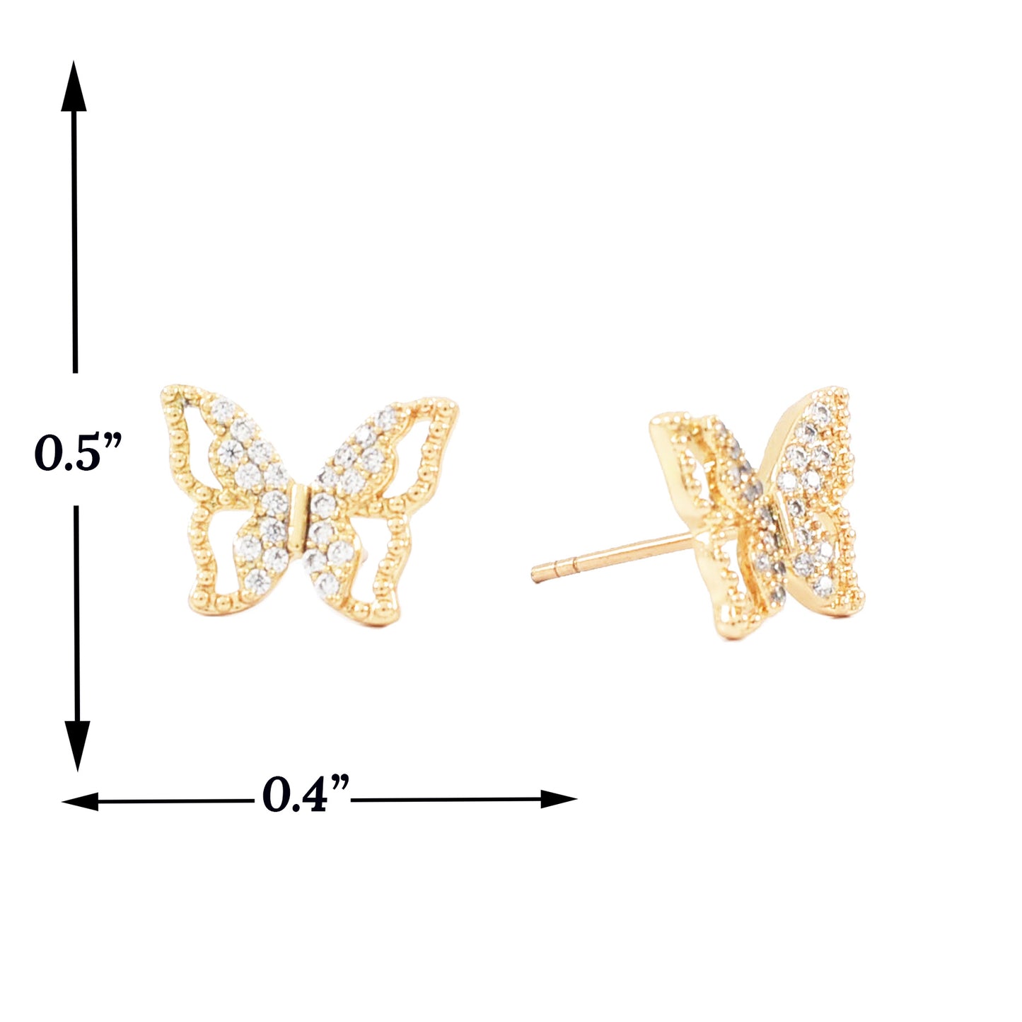 Gold Plated Butterfly Earrings | Wholesale Jewelry