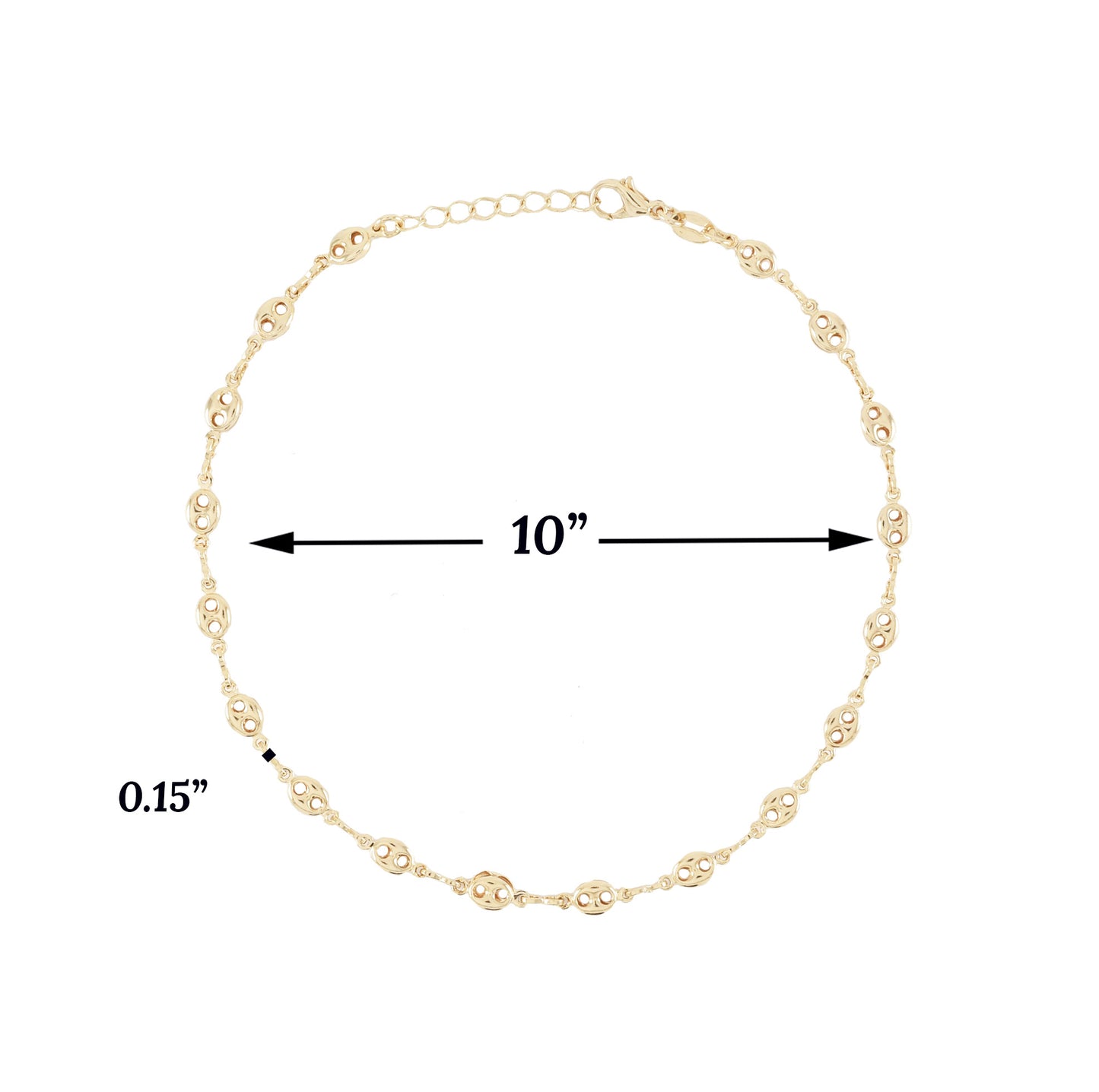 Gold plated Gucci Puffed Link Ladies Anklet