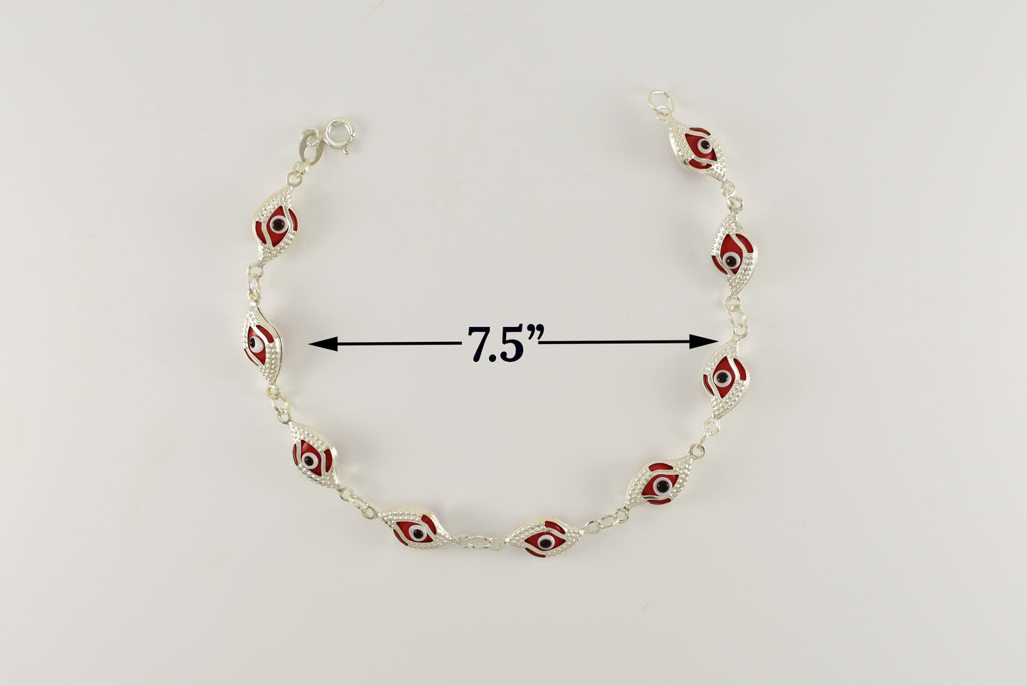 Sterling Silver Red Evil Eye Bracelet for Ladies