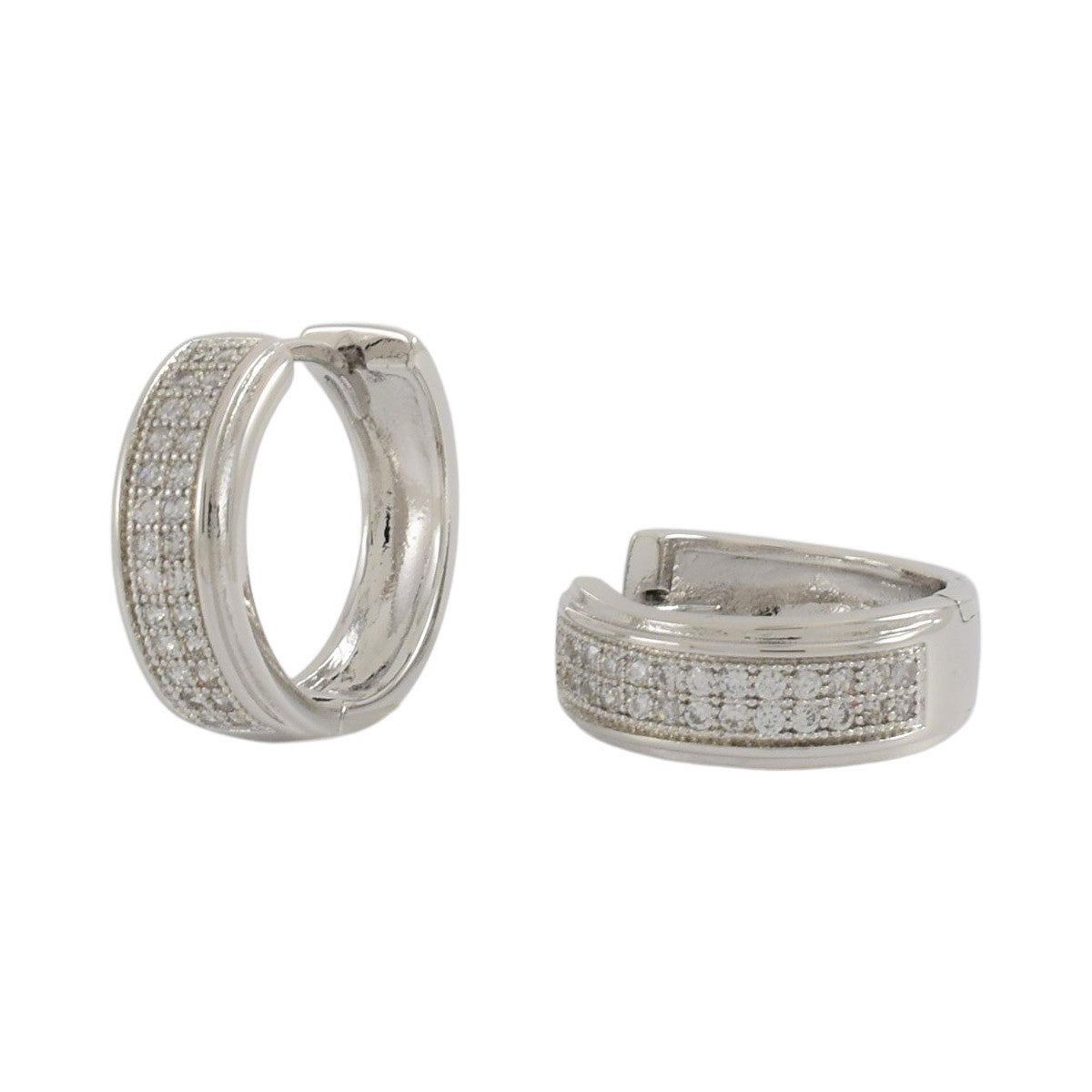 Silver Plated CZ Huggies Earrings | Wholesale Jewelry