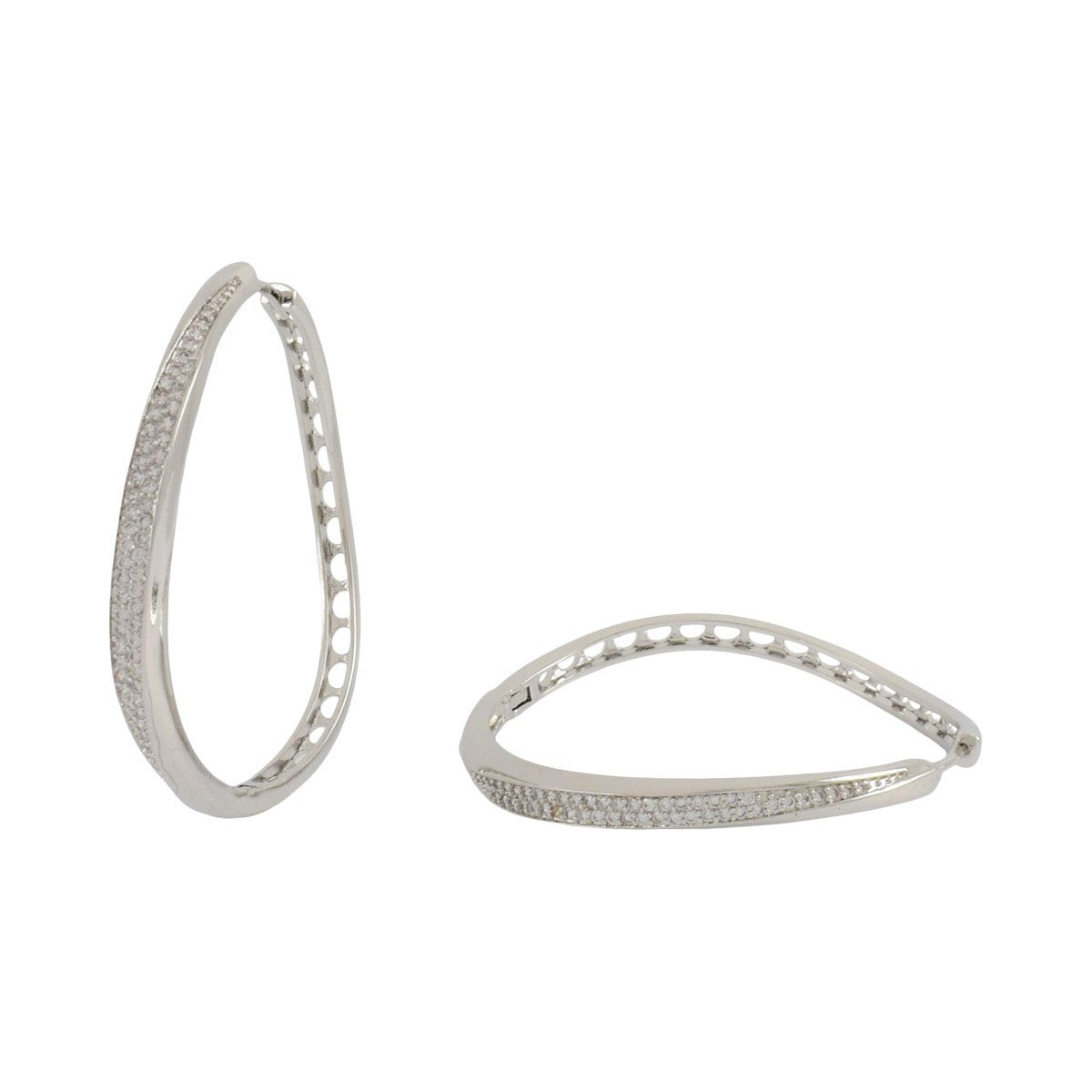 Silver Plated CZ Huggies Earrings | Wholesale Jewelry