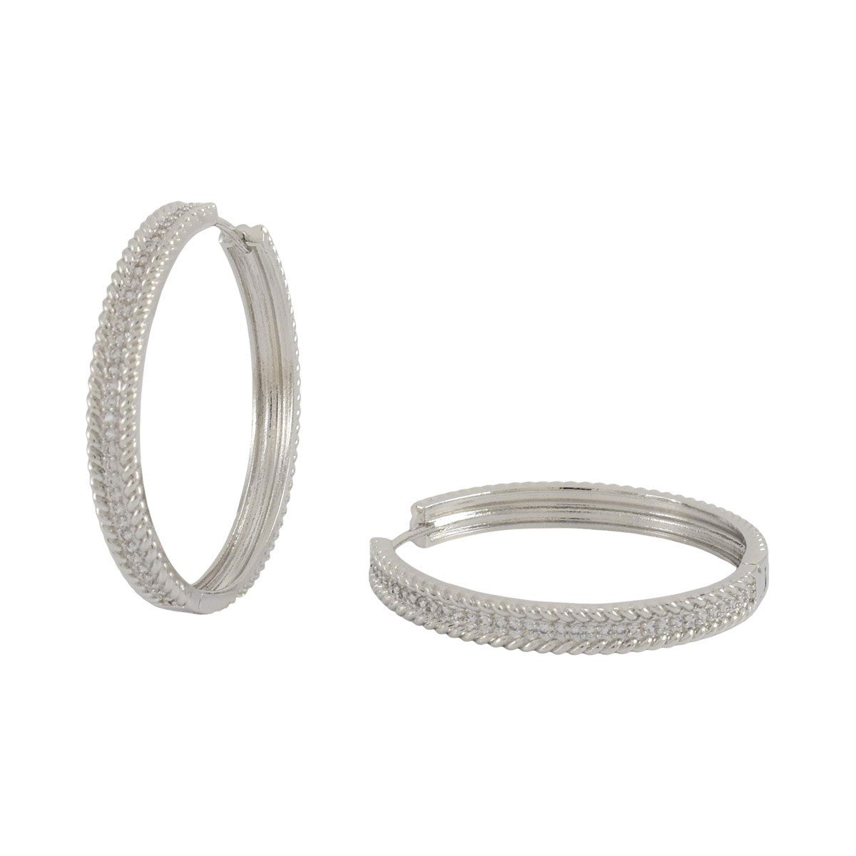 Silver Plated CZ Huggies Earrings | Wholesale Jewelry