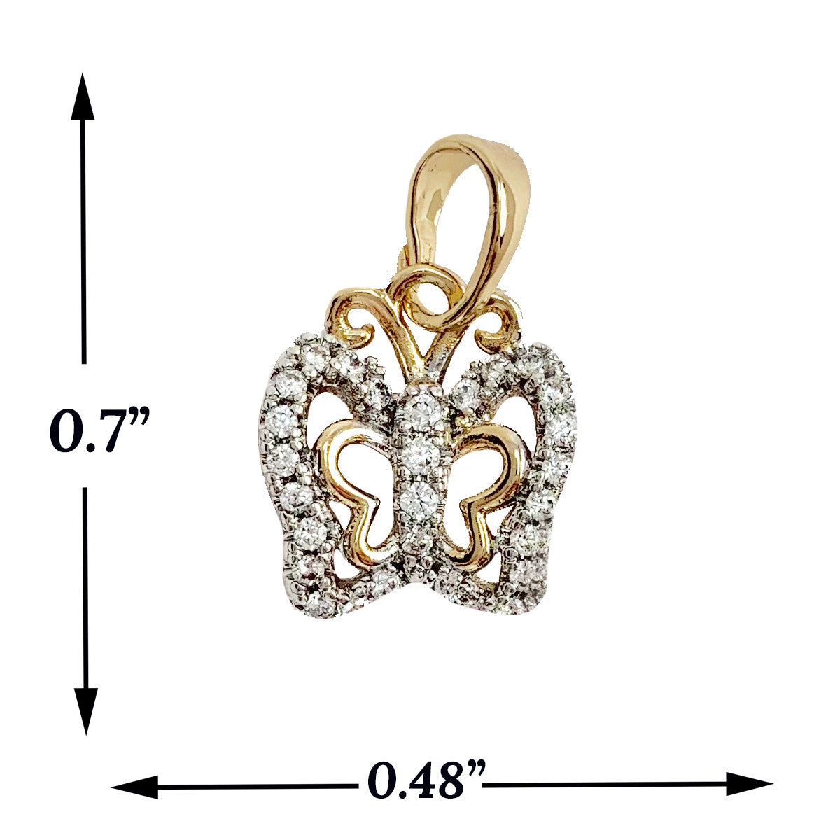 Gold Plated Butterfly Pendant Charm With CZ | Wholesale Jewelry