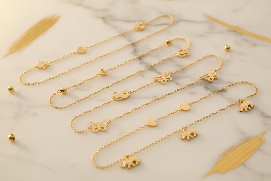 Heart & Animal Anklets Wholesale: Cute 14K Gold Plated Styles