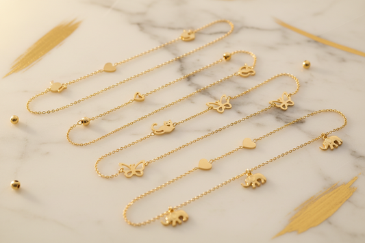Heart & Animal Anklets Wholesale: Cute 14K Gold Plated Styles