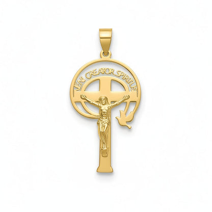 Gold-Plated Veni Creator Spiritus Cross Pendant