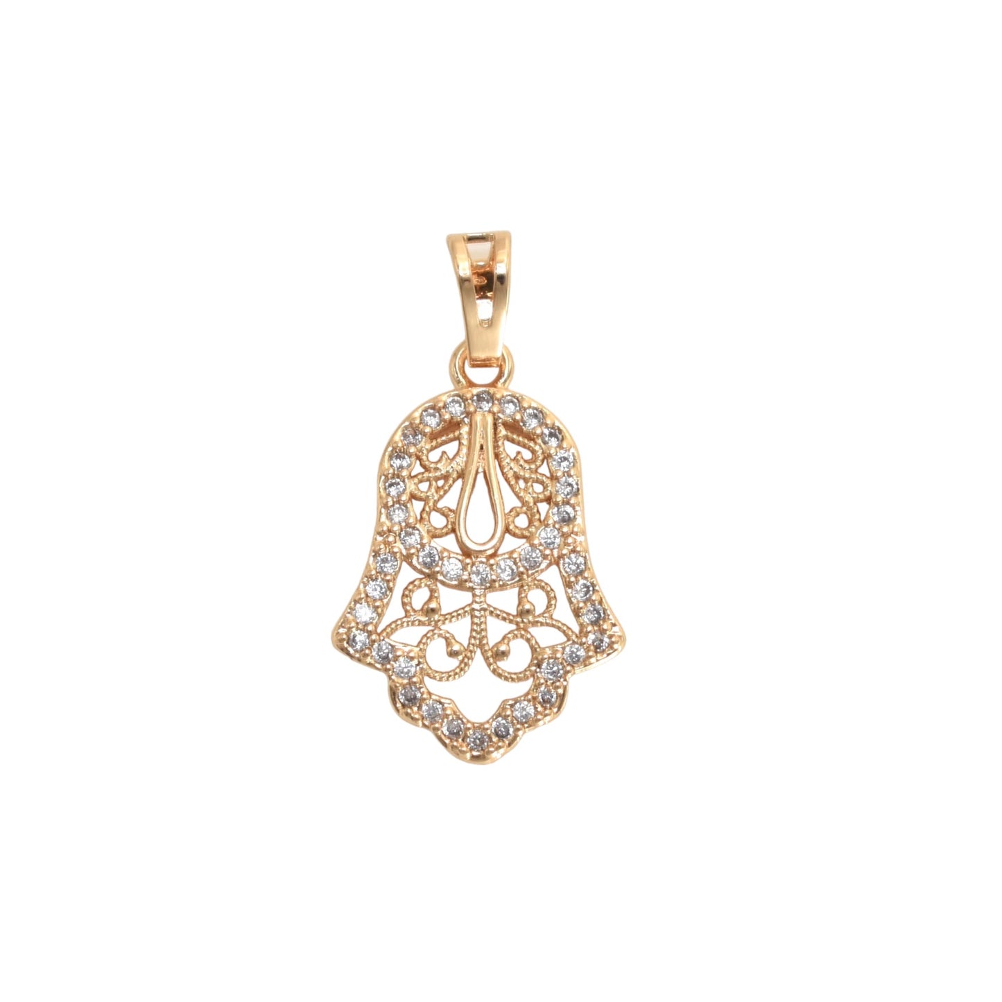 Gold Plated Protection Pendant Charm - Hamsa Hand Charm | Wholesale Jewelry