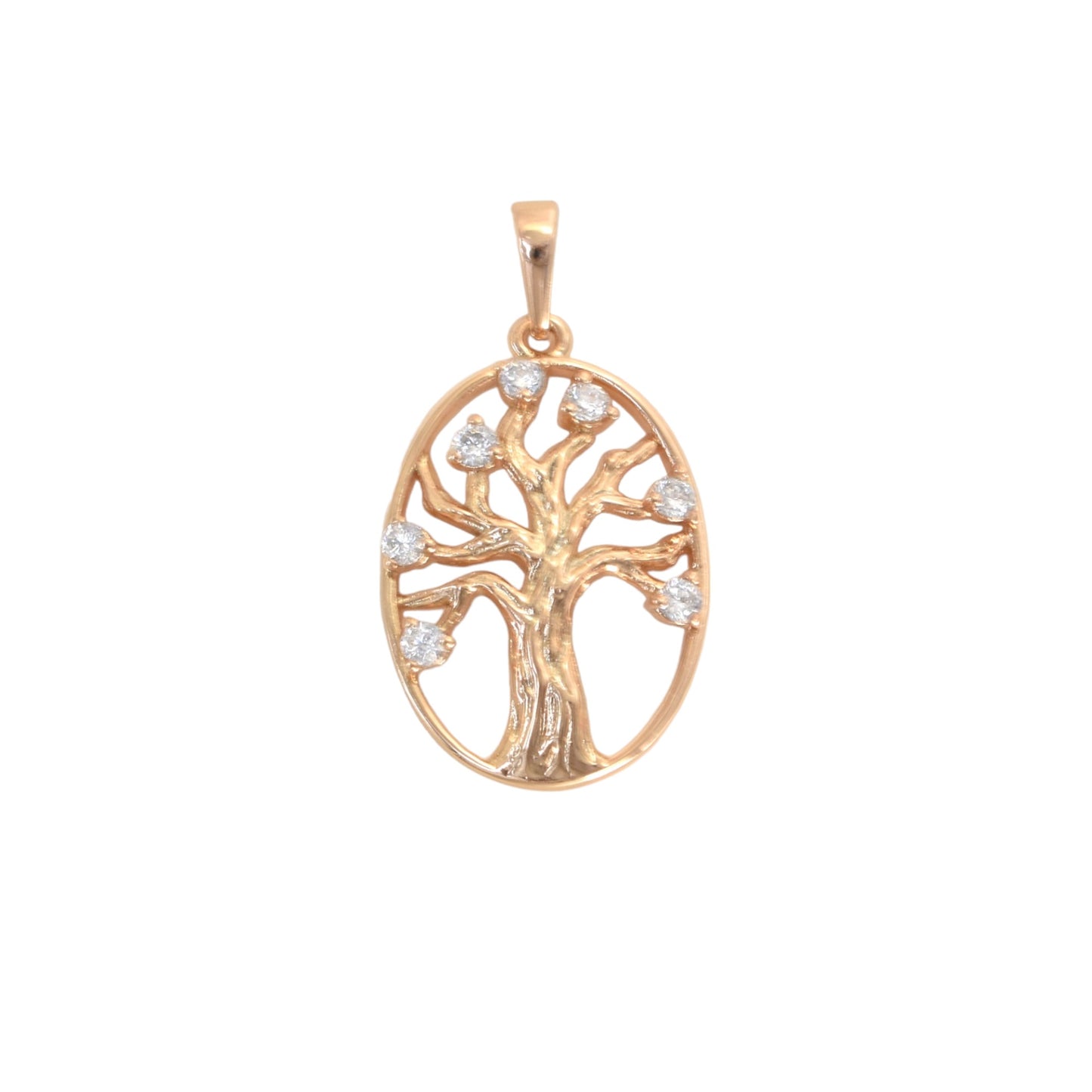 Gold Plated Tree of Life Pendant Charm with CZ