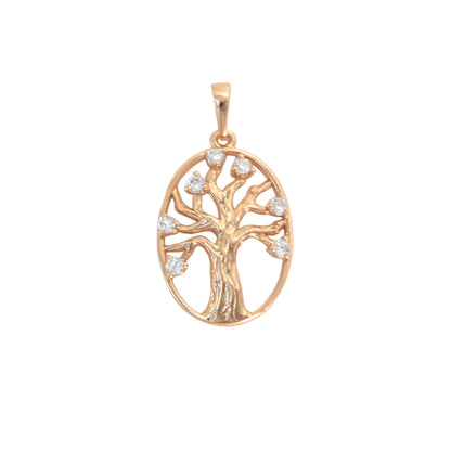 Gold Plated Tree of Life Pendant Charm with CZ