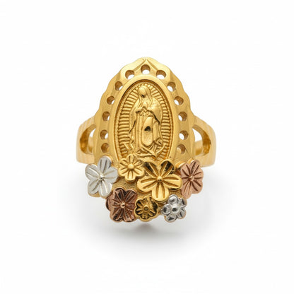 925 Silver Over Gold Virgin Mary Ring