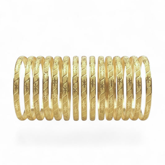 Gold Layered 6.5MM Textured Bangle Set (Pack of 12)