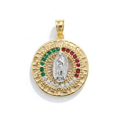 Gold Plated Virgin mary Multi Color Pendant