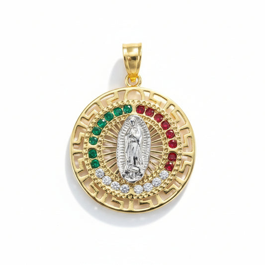 Gold Plated Virgin mary Multi Color Pendant