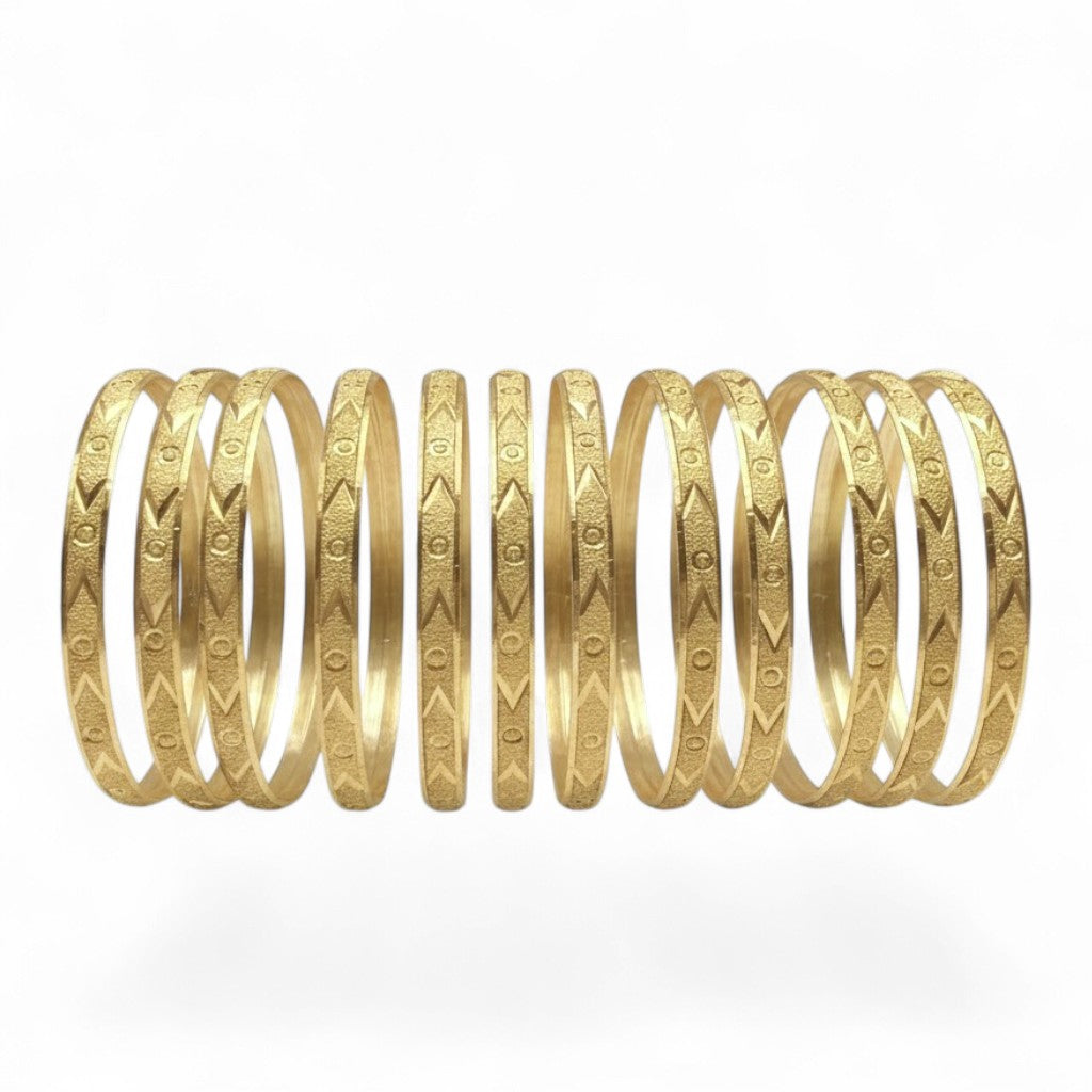 Gold Layered 6.5MM Textured Bangle Set (Pack of 12)