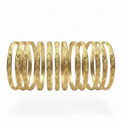 Gold Layered 6.5MM Textured Bangle Set (Pack of 12)