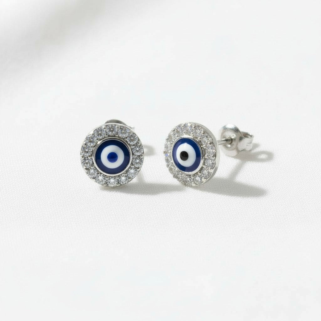 925 Sterling silver Evil Eye stud earrings