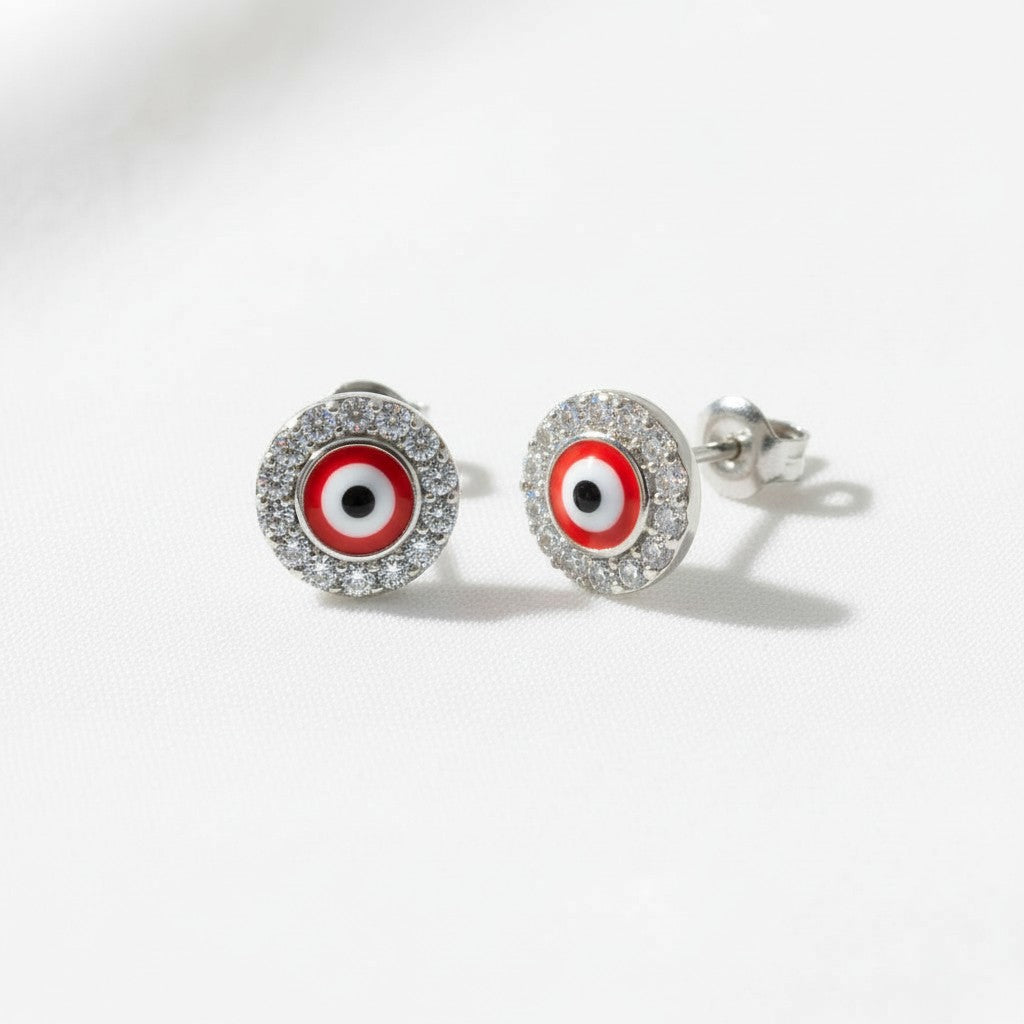 925 Sterling silver Evil Eye stud earrings
