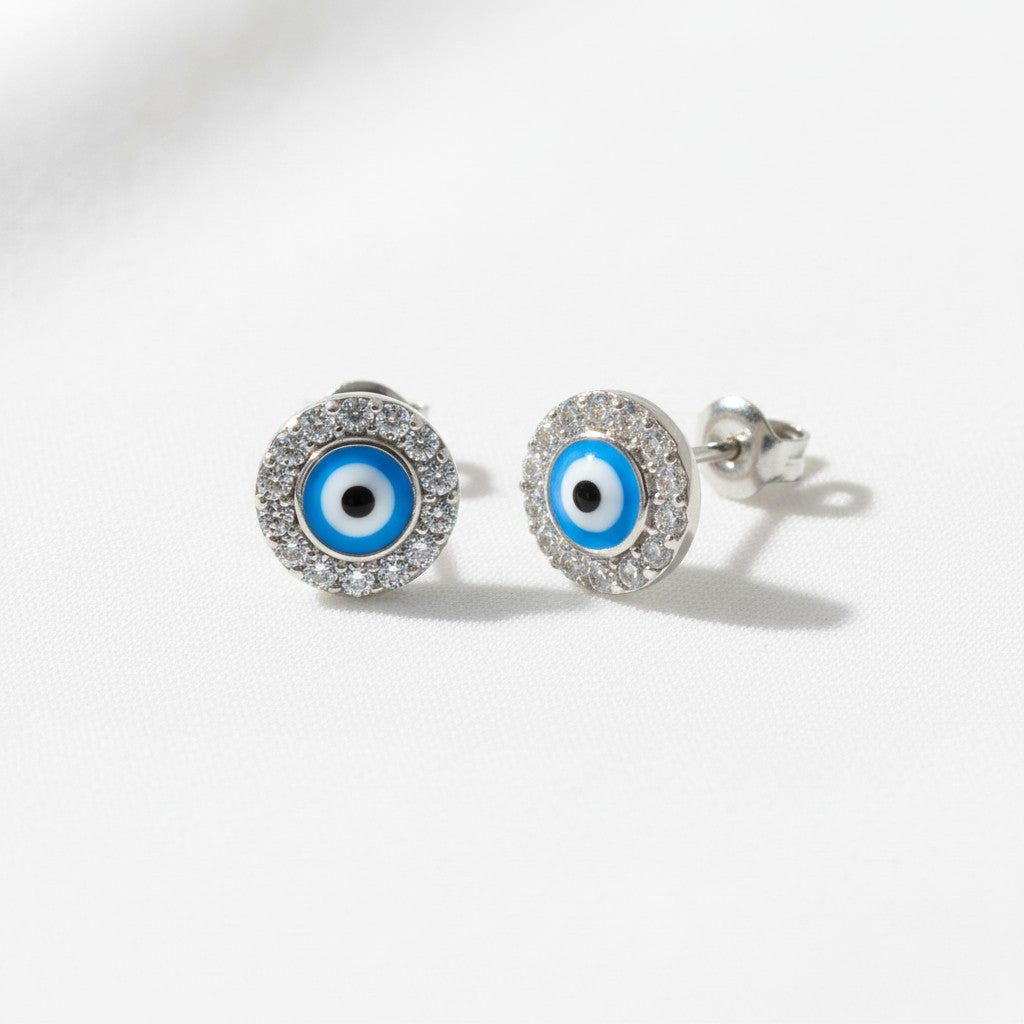 925 Sterling silver Evil Eye stud earrings