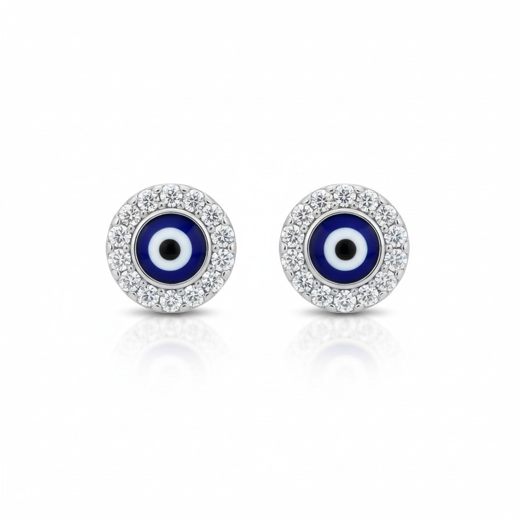 925 Sterling silver Evil Eye stud earrings - Amafhha Jewels
