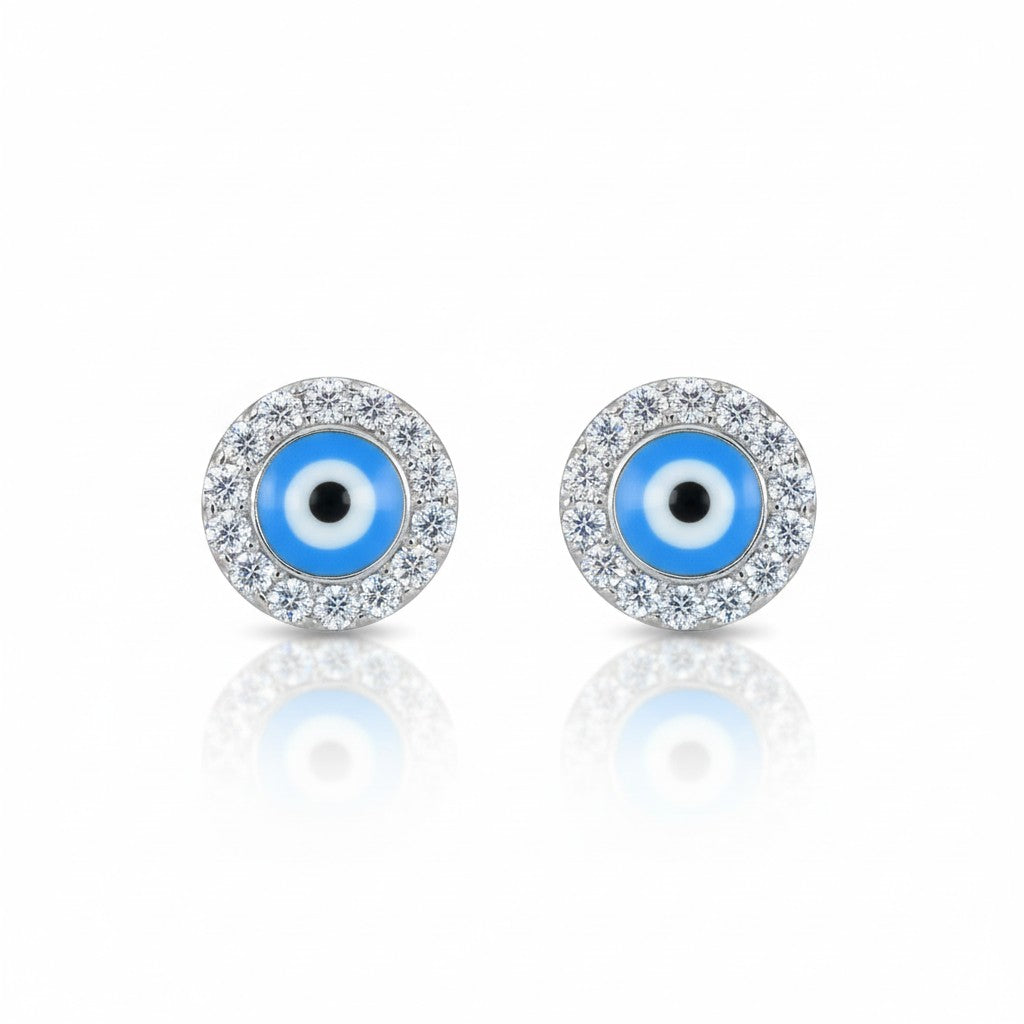 925 Sterling silver Evil Eye stud earrings