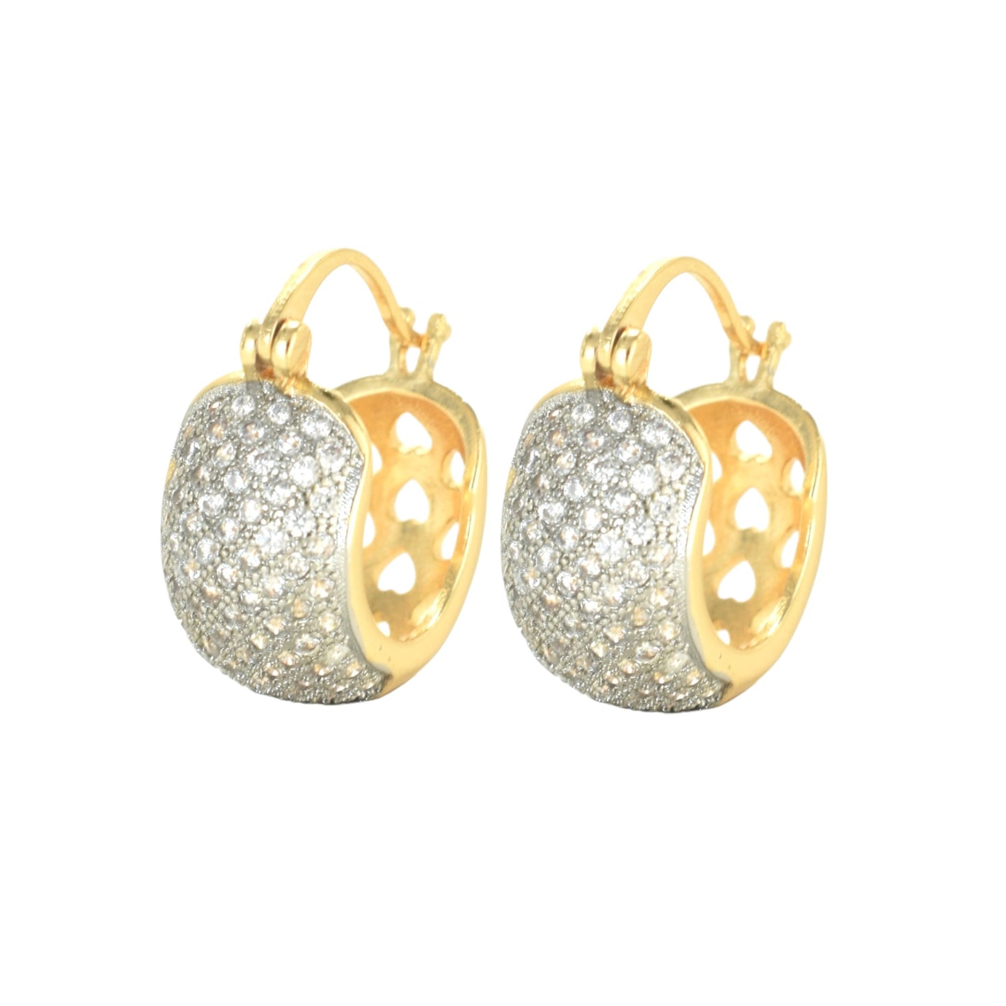 Gold Plated Huggies, CZ Gold Earrings, Oro Brasileno Aretes