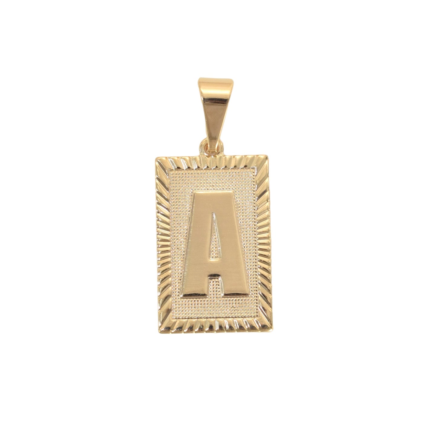 Gold Plated Pendant-Initials Square Diamond Cut