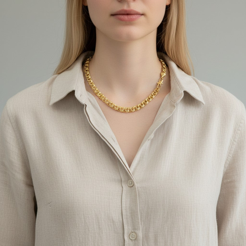 Gold Plated Chino Link Chain - Oro Laminado Tejido Chain