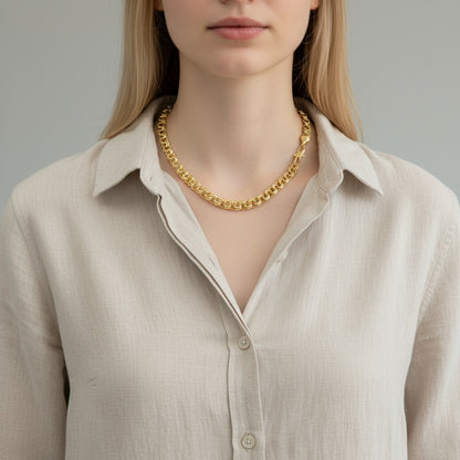 Gold Plated Chino Link Chain - Oro Laminado Tejido Chain