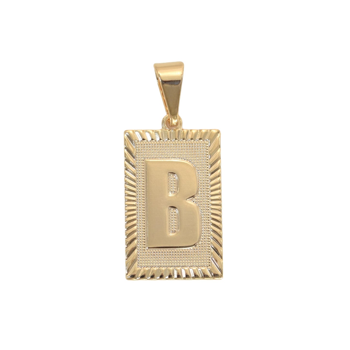 Gold Plated Pendant-Initials Square Diamond Cut