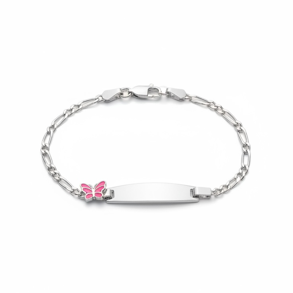 925 Sterling Silver Butterfly 6'' ID Bracelet for Kids