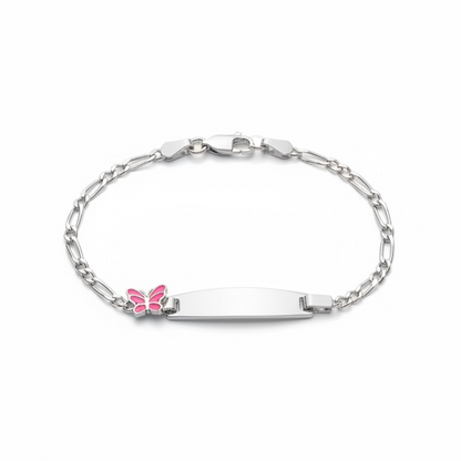 925 Sterling Silver Butterfly 6'' ID Bracelet for Kids