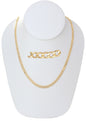 Gold Plated 120mm width Cuban Chain Necklace displayed on a jewelry display, available in 24" and 26" lengths.
